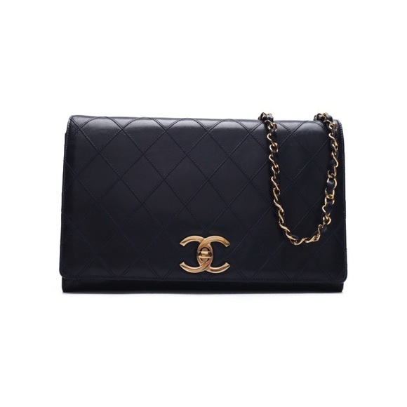 Chanel Matelasse Full Flap Chain Lambskin Dark Navy - Picture 1 of 7
